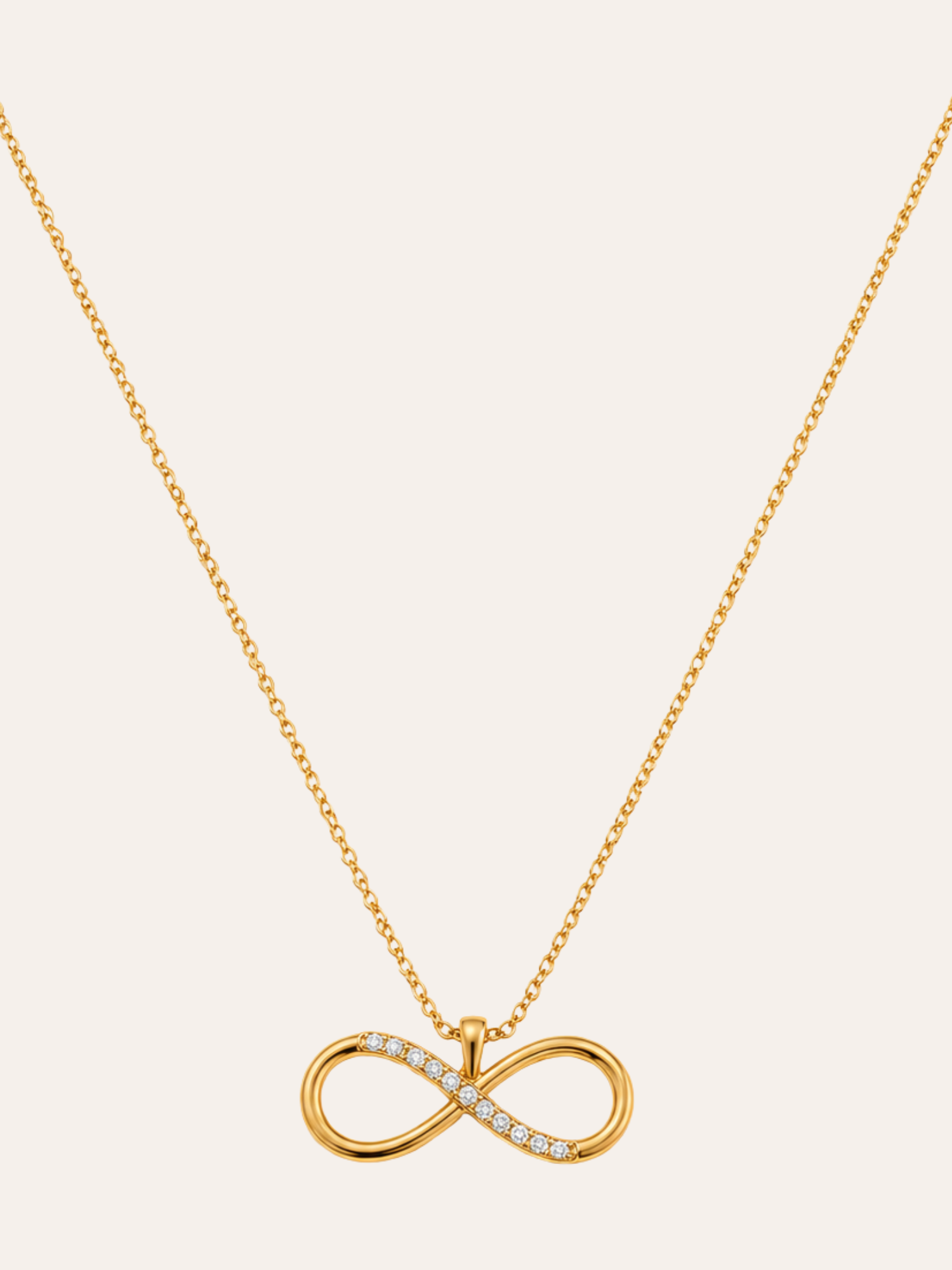 Infinity Chain Necklace in evening light on dark velvet