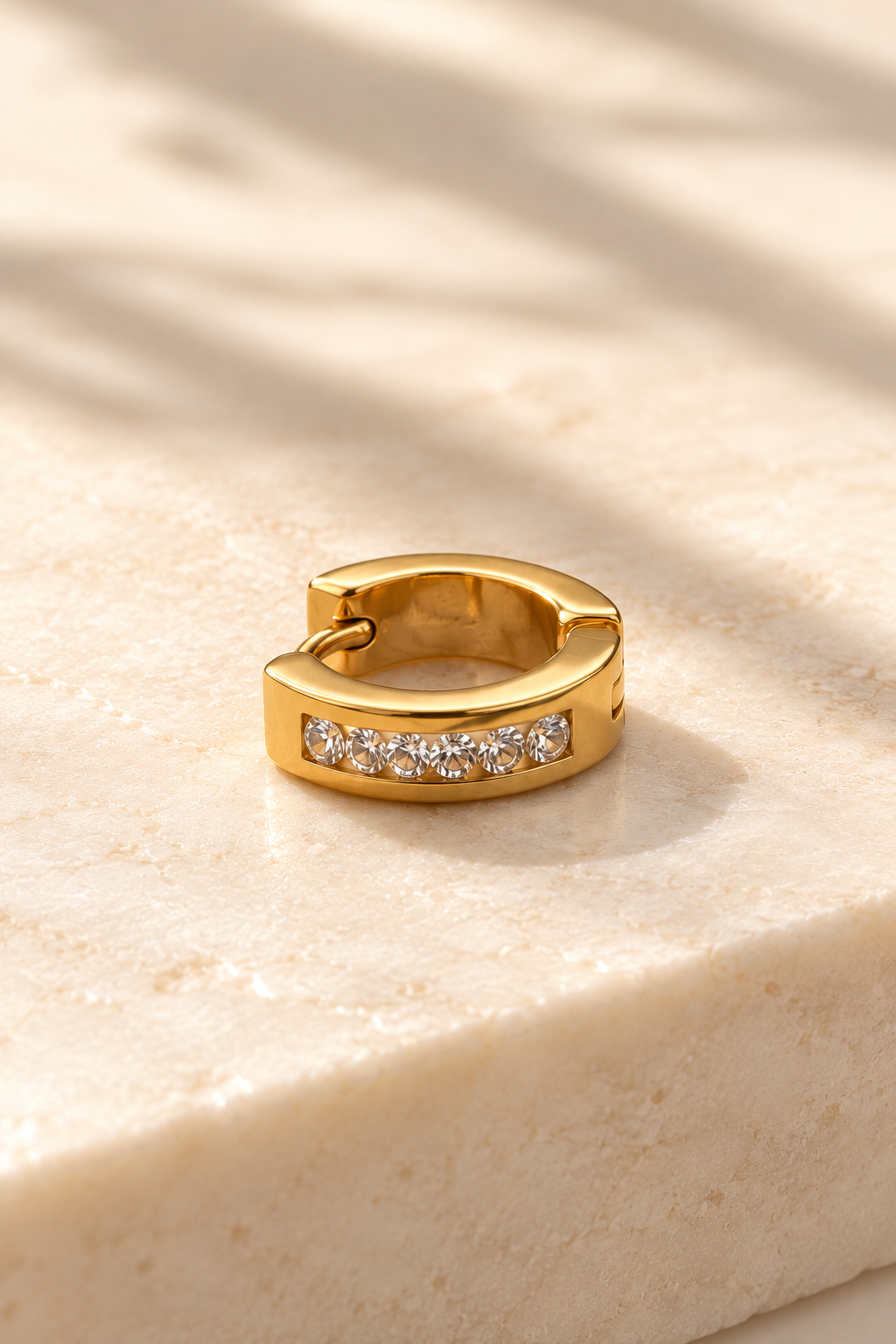 Amaraeth Channel Set Huggie Earrings with cubic zirconia, gold tone