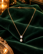 Solitaire Pearl Drop Necklace