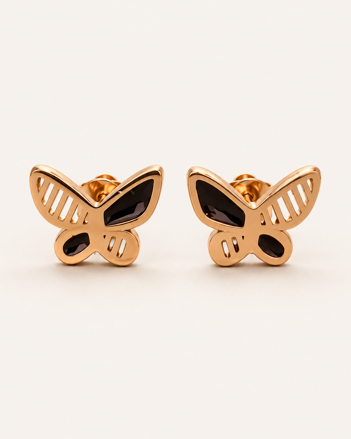 Amaraeth Cutwork Butterfly Stud Earrings, gold tone with push back closure