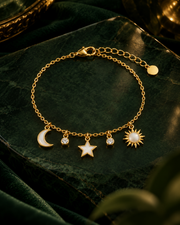 Bedeltjesarmband met zon, maan en ster