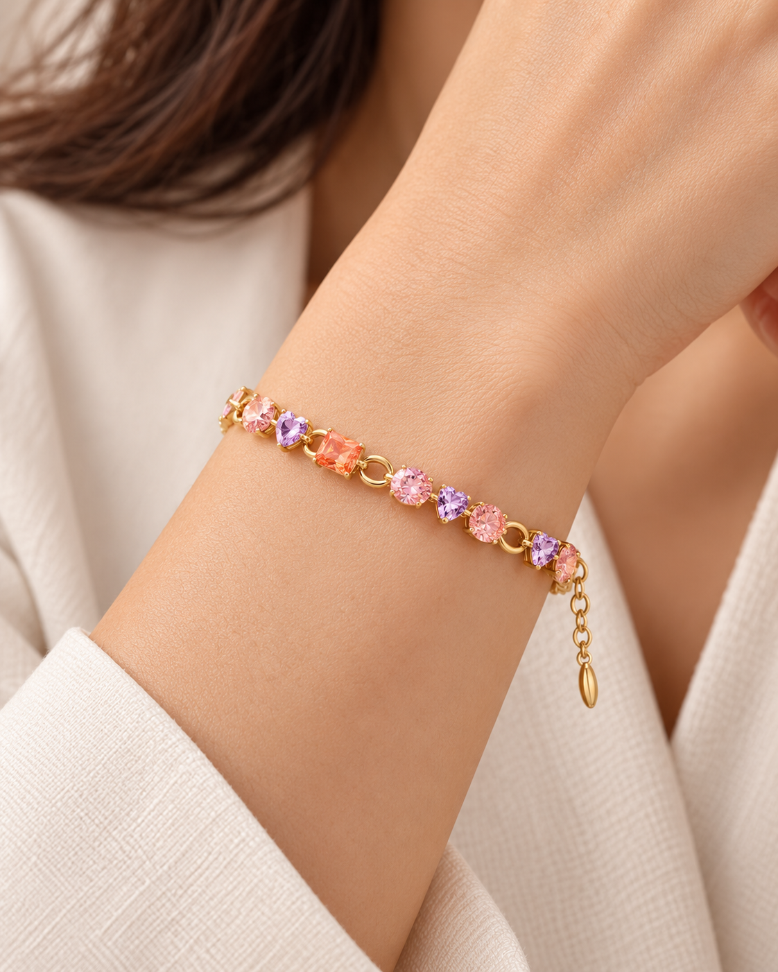 Sorbet Bracelet with lobster clasp and extension chain in gold tone stainless steel
