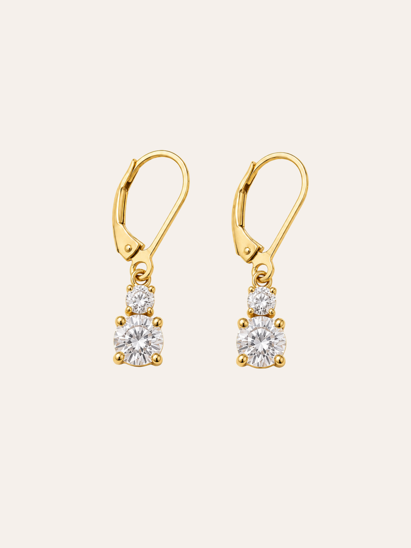 Moissanite Drop Earrings in daylight