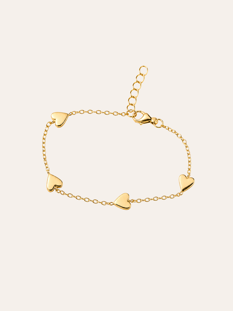 Golden Heart Chain Bracelet in daylight
