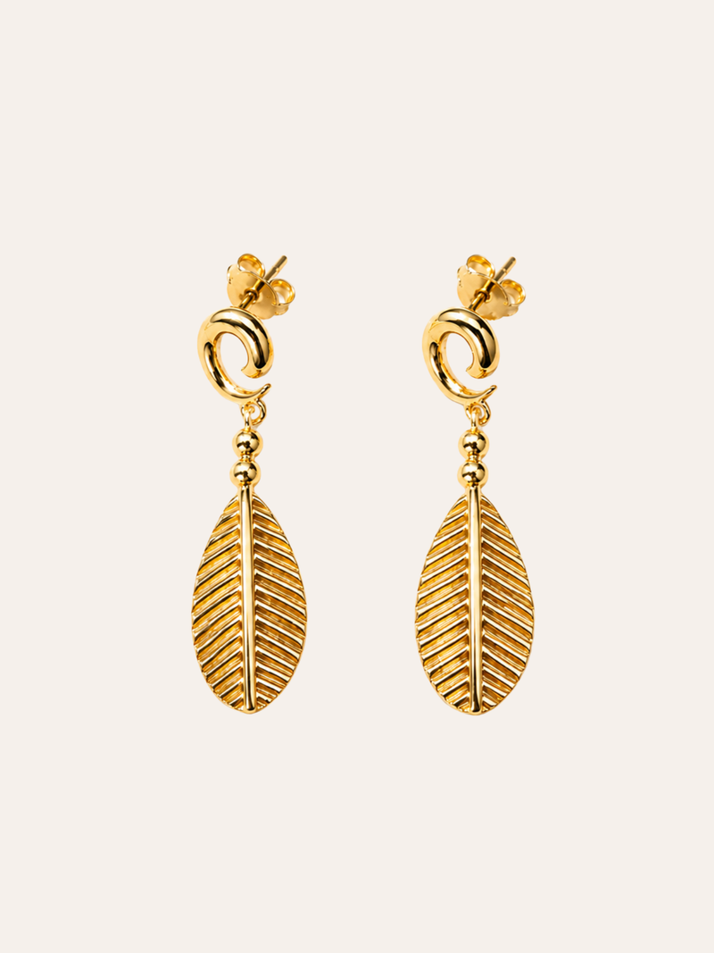Gold Teardrop Drop Earrings in daylight