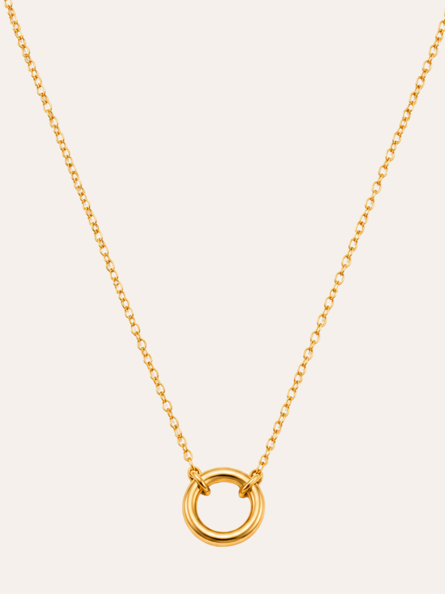 Circular Link Chain Necklace worn on neck