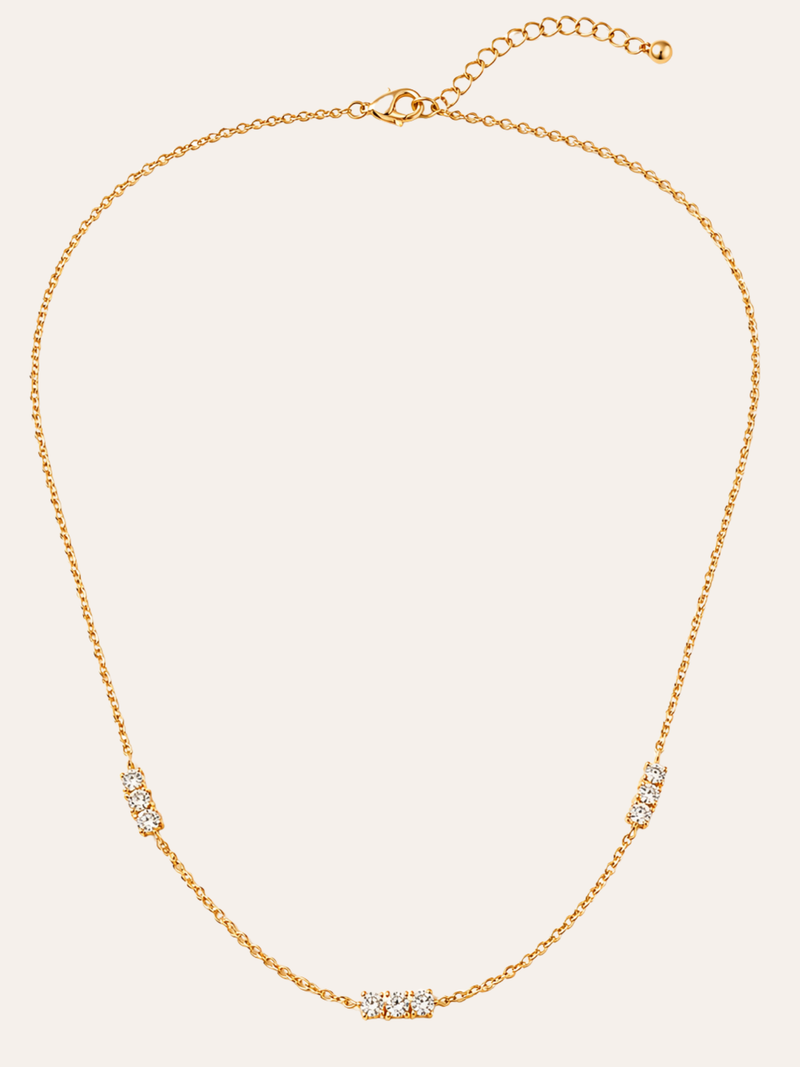 Cubic Zirconia Station Chain Necklace in daylight