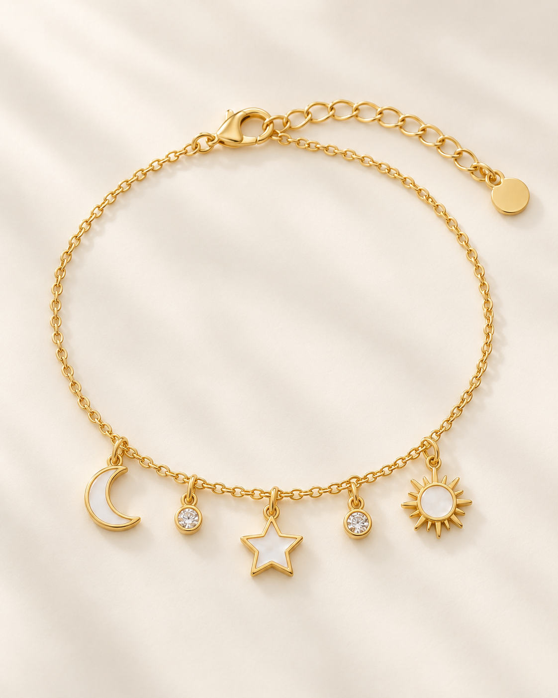 Bedeltjesarmband met zon, maan en ster