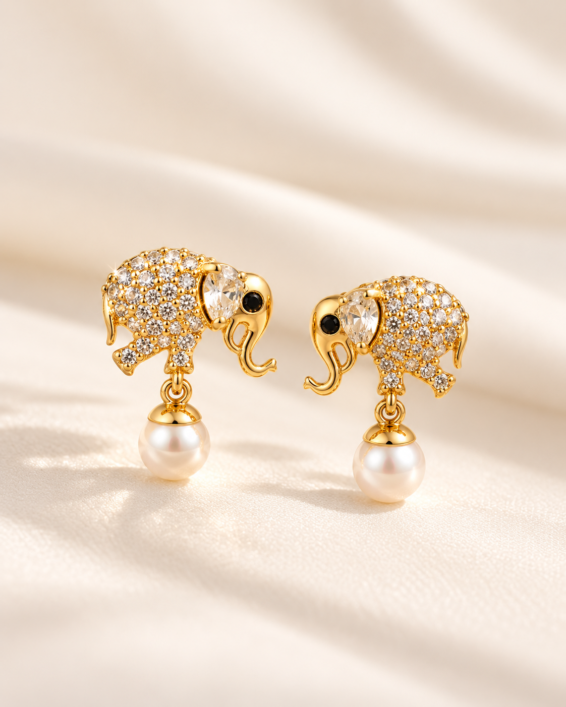 Elephant Drop Earrings, 1.5 x 1.5 cm including drop, push back
