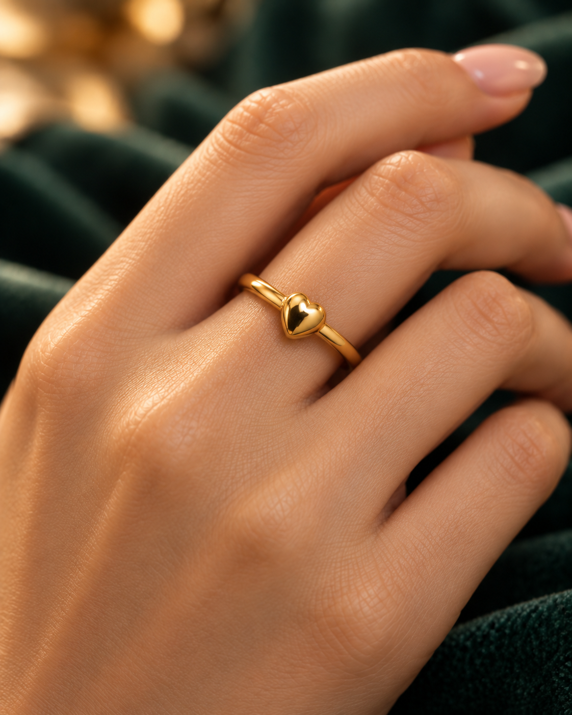 Little Heart Ring detail, polished heart on a fine round band