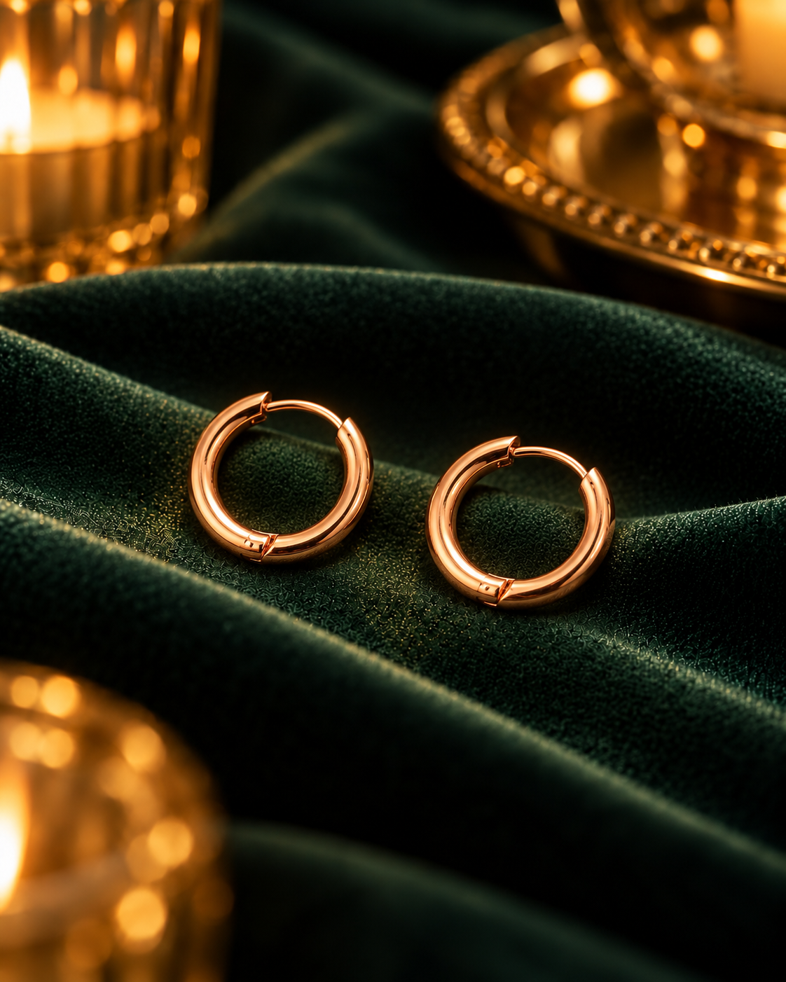 Classic Huggie Hoop Earrings, gold tone stainless steel huggie hoops