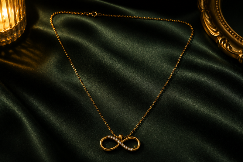 Infinity Chain Necklace in evening light