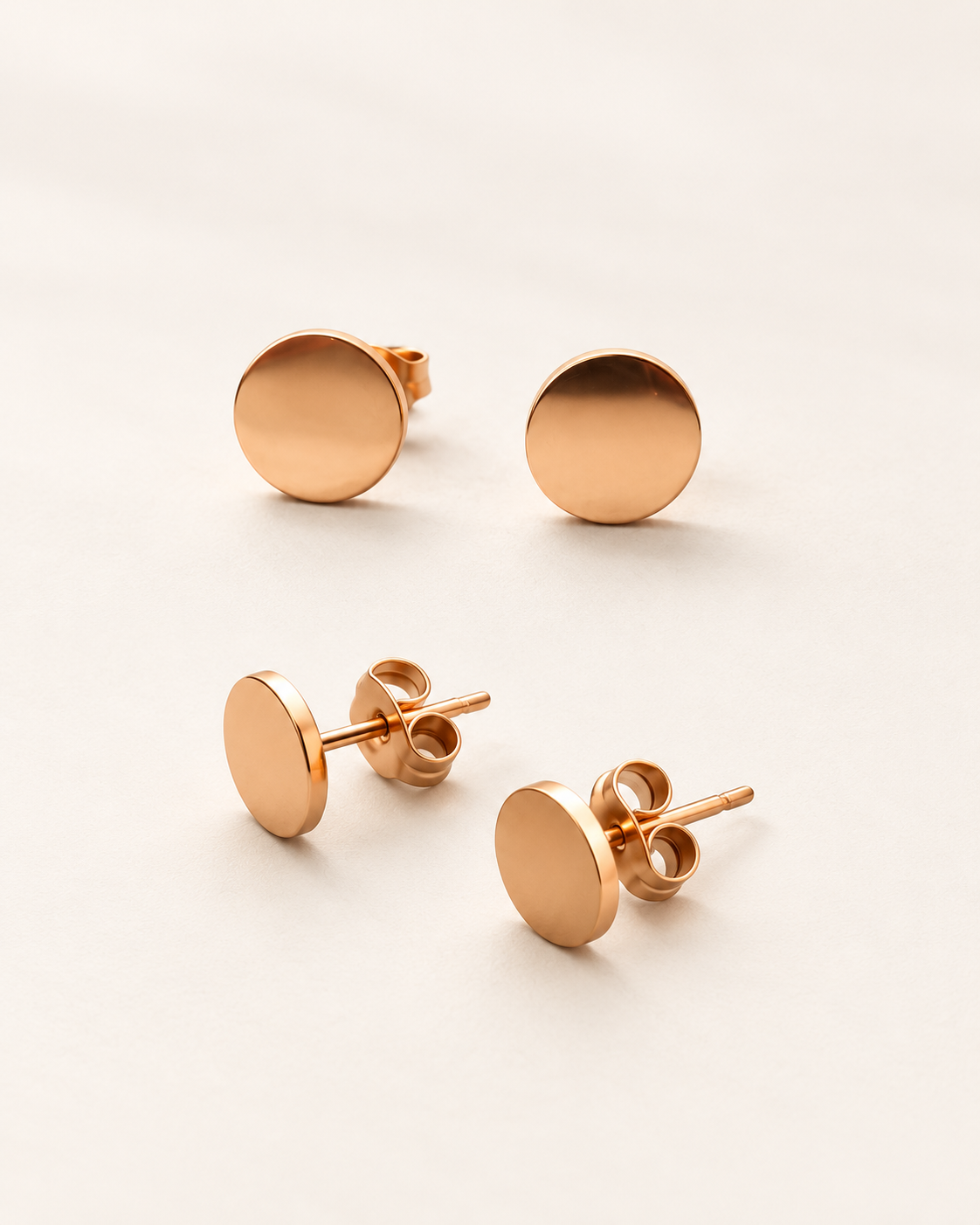 Amaraeth Disc Stud Earrings, polished gold tone with push back closure