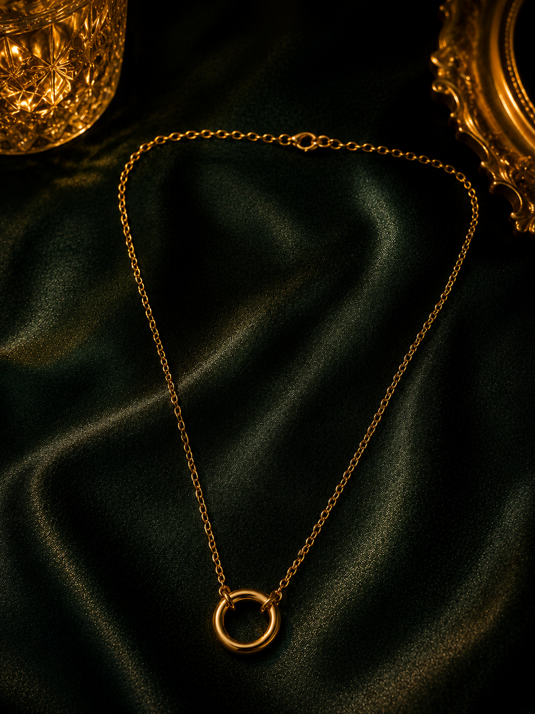 Circular Link Chain Necklace interlocking circular links close-up detail