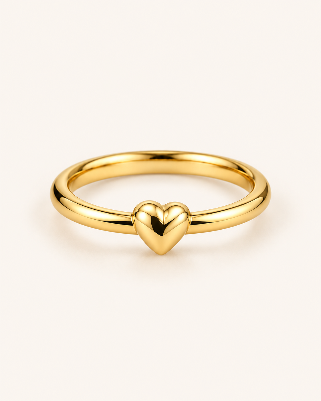 Little Heart Ring, slim gold tone stainless steel band with a small domed heart